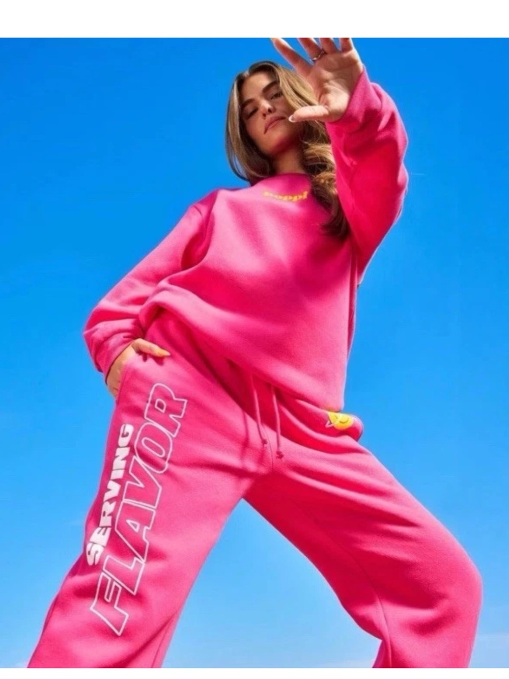 Poppi - bring the flavor SweatSuit Set Pink & Yellow size Small-medium